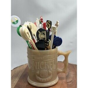 Cocktail Swizzle Stir Sticks & Whataburger Caramel Slag Glass Mug 50+